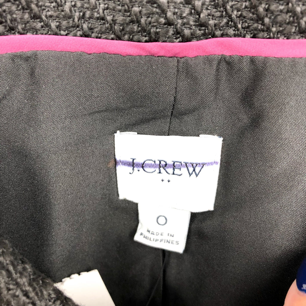 J.CREW Women's Tweed Lady Jacket Size 0 True Black BS928 NWT