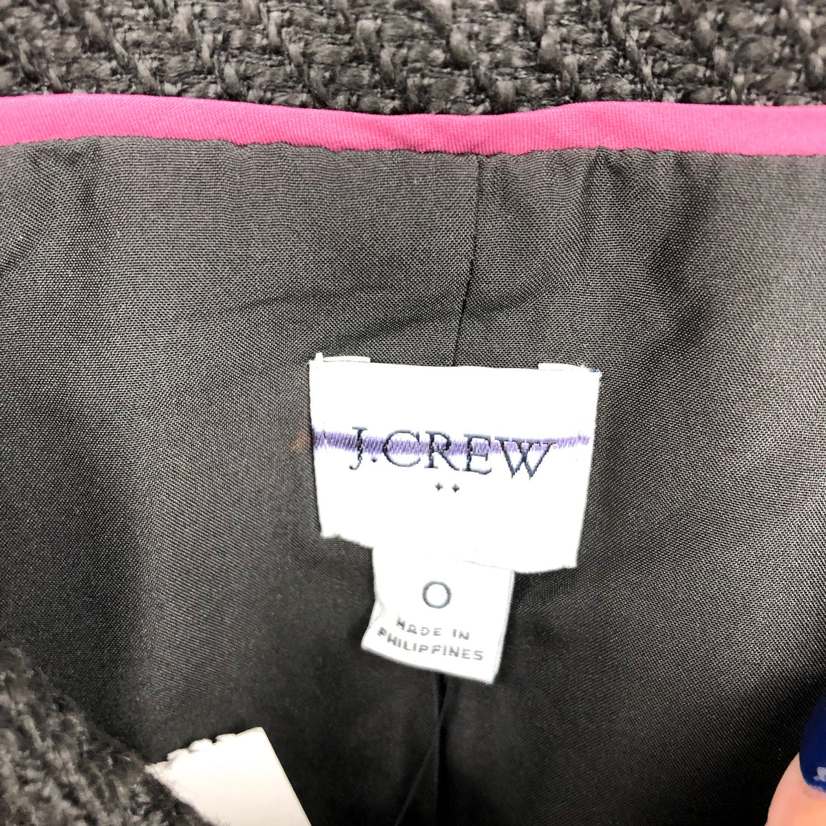 J.CREW Women's Tweed Lady Jacket Size 0 True Black BS928 NWT