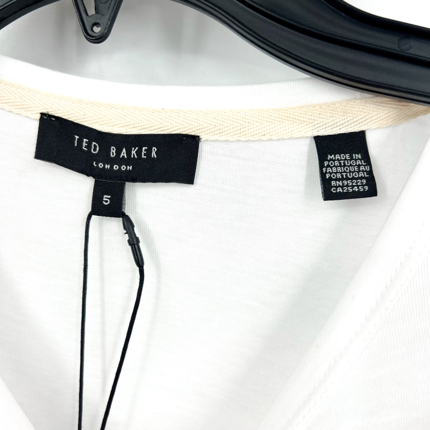 TED BAKER Men's Nofan Embroidered Logo T-Shirt Size 5 White Short Sleeve NWT