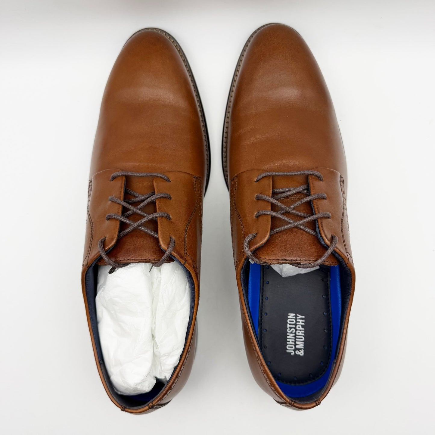 Johnston & Murphy Men Stockton Plain Toe Shoe US 9.5 M EU 42.5 Brown Leather NIB