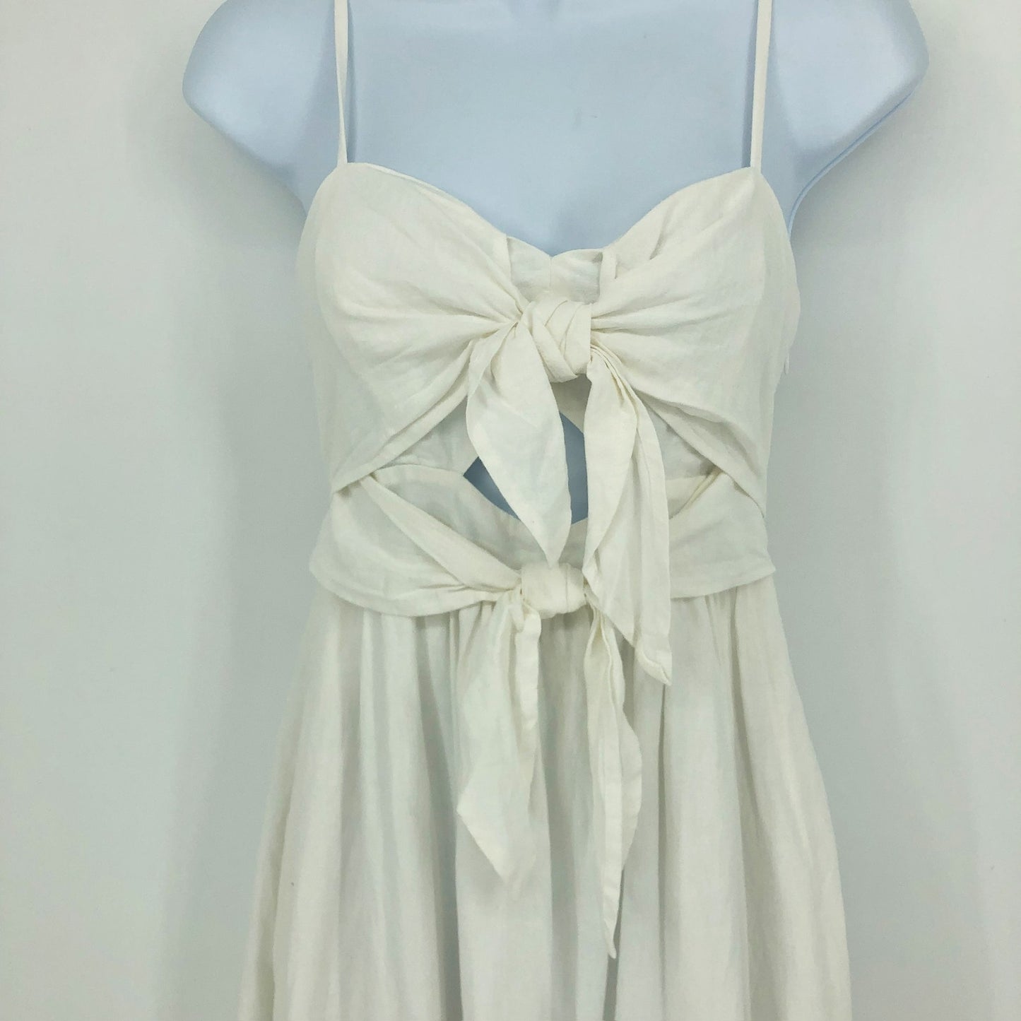 Madewell Womens Double-Tie Cutout Sweetheart Midi Dress White Size 4