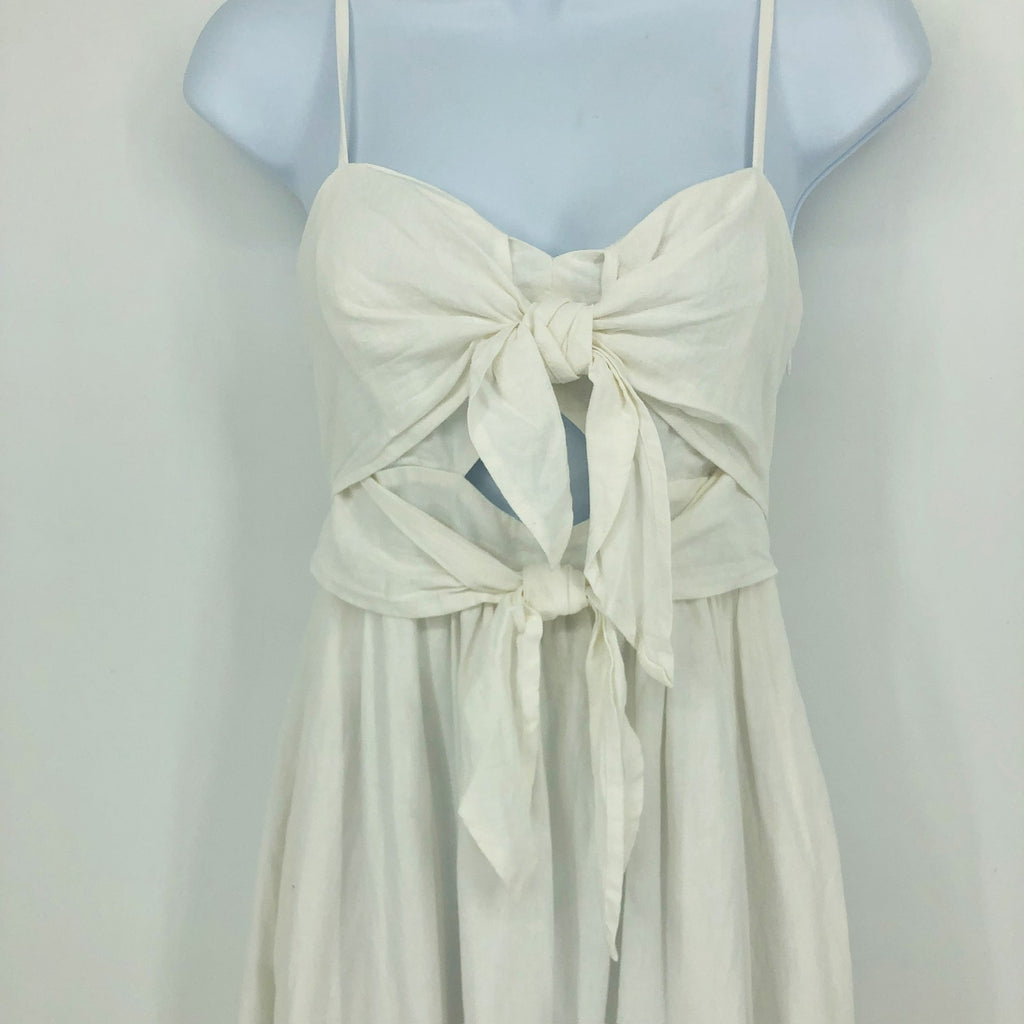 MADEWELL Sweetheart Midi Tank Dress Size 4 White Double-Tie Cutout NL181 NWT