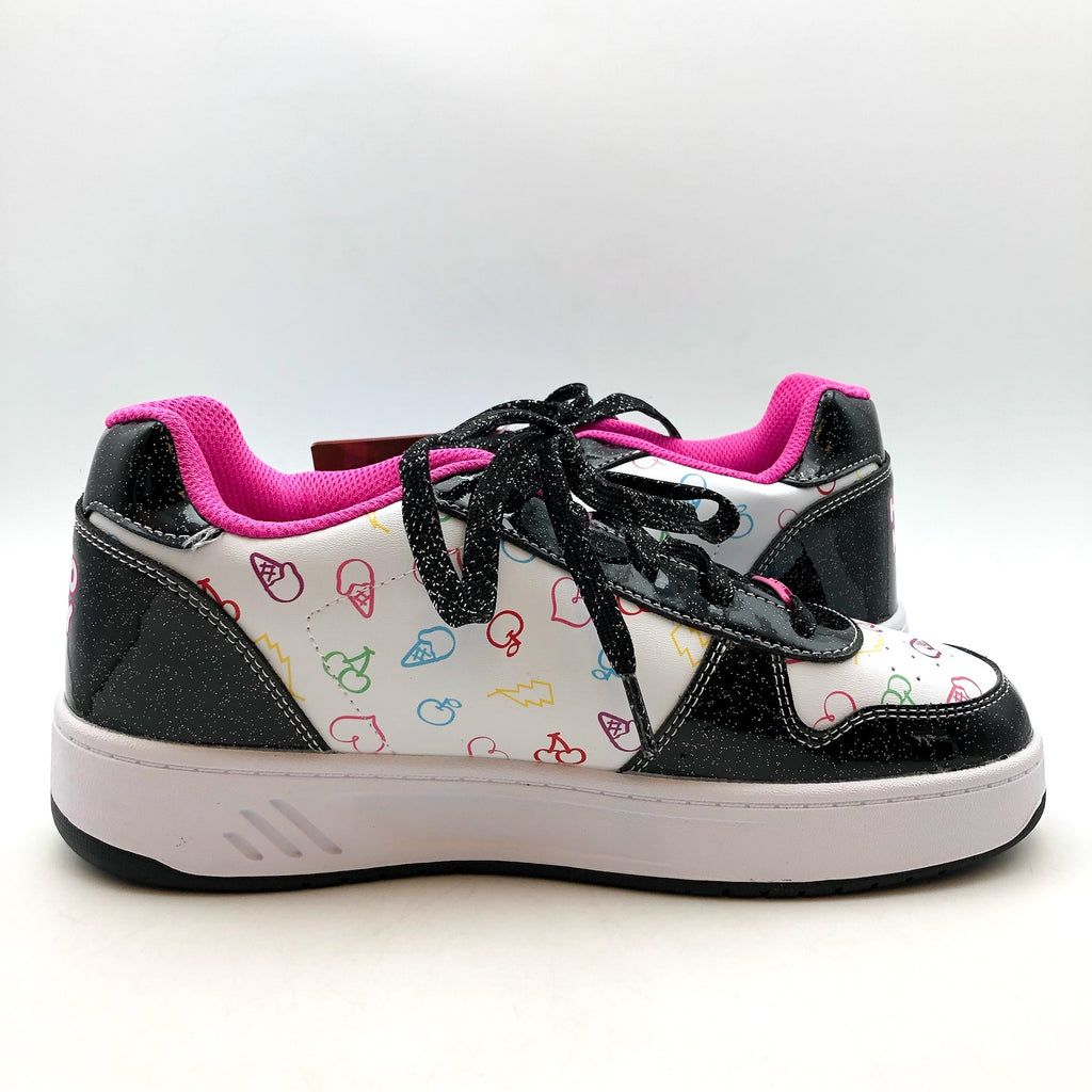 Heelys Hello Kitty Kama Sneakers BIG KIDS 7 Womens 8 WIDE Black White Wheels NIB