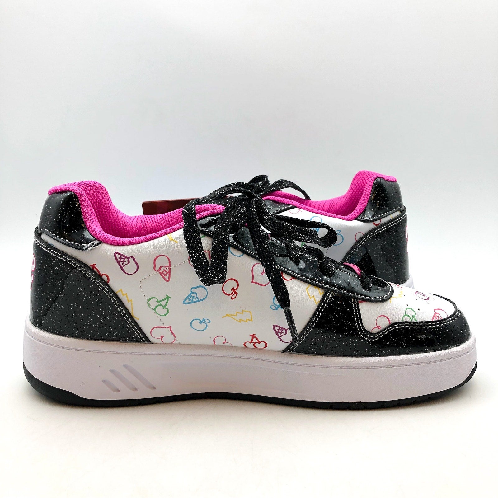Heelys Hello Kitty Kama Sneakers BIG KIDS 7 Womens 8 WIDE Black White Wheels NIB