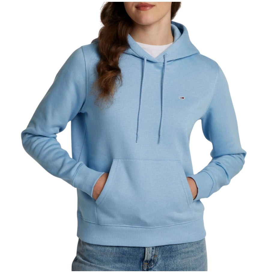 TOMMY HILFIGER Women's Flag Zip Hoodie Sweatshirt Medium Light Blue NWT