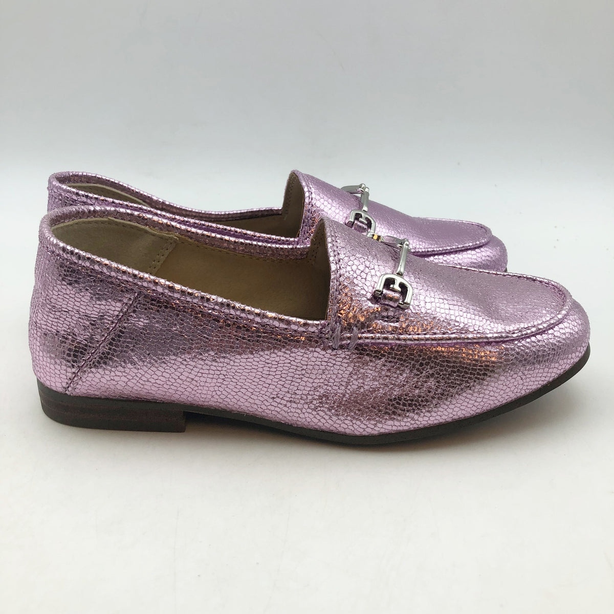Sam Edelman Girls Loraine Slip On Loafers Kids Size 12 Metallic Lilac Purple NIB