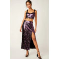 FREE PEOPLE Star Bright Sequin Set Size 10 Purple Maxi Skirt Crop Top NWT