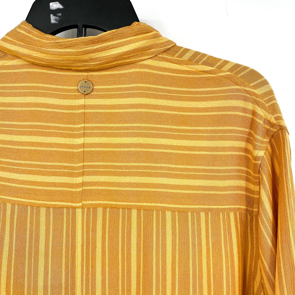 PRANA Women's Fernie Swim Cover Up Shirt Small Gold Deep Solstice Stripe NWT