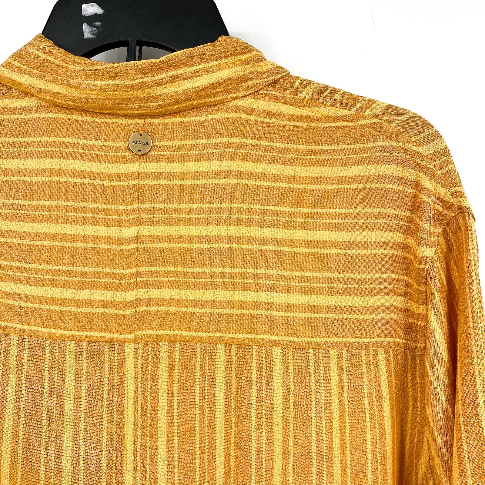 PRANA Women's Fernie Swim Cover Up Shirt Small Gold Deep Solstice Stripe NWT