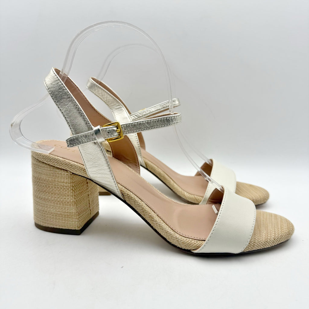 Cole Haan Womens Josie Heeled Sandals US 8.5 B Taupe Cream Suede NWOB