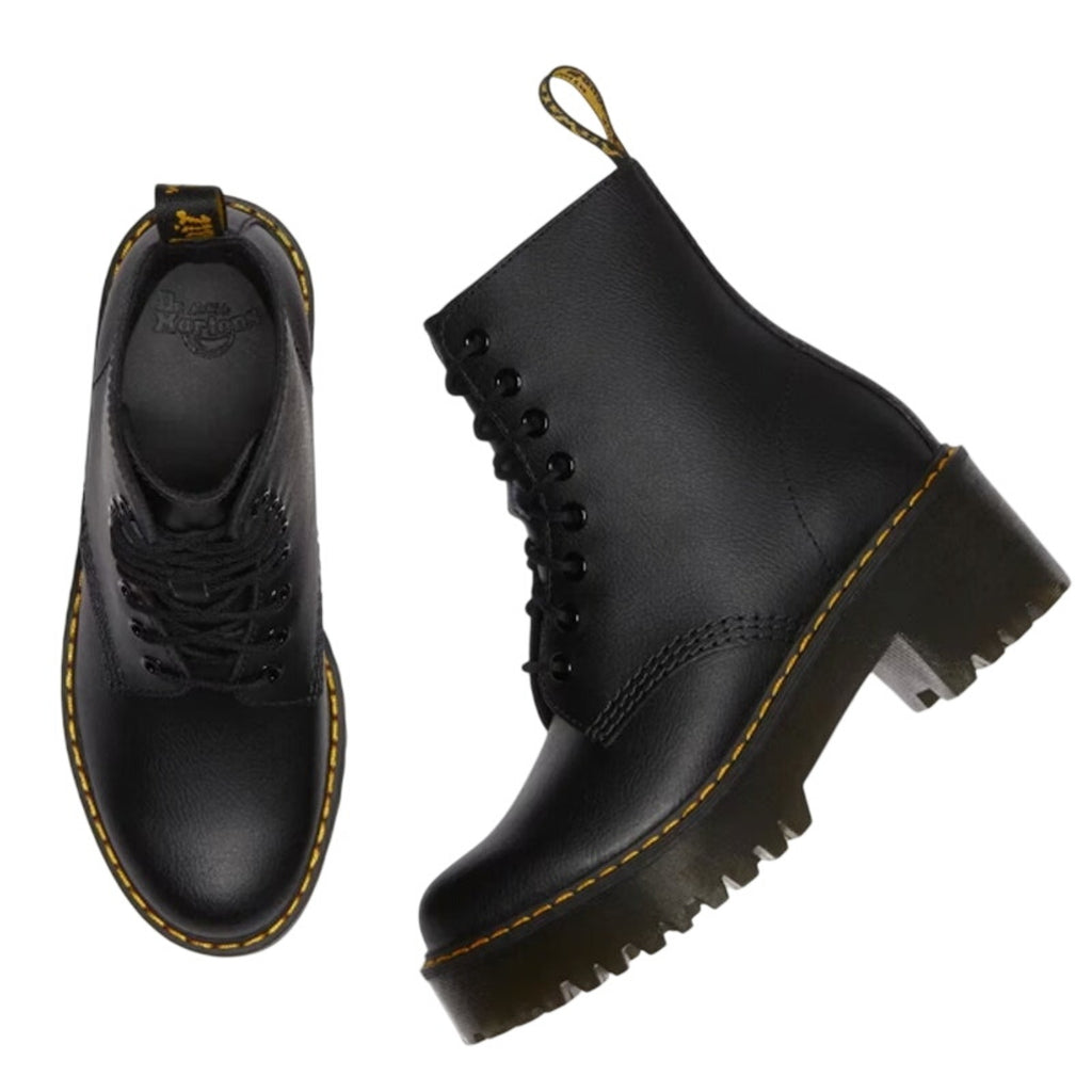 Dr. Martens Womens Sanguine Heeled Ankle Bootie EU 37 US 6 Black Leather NWOB