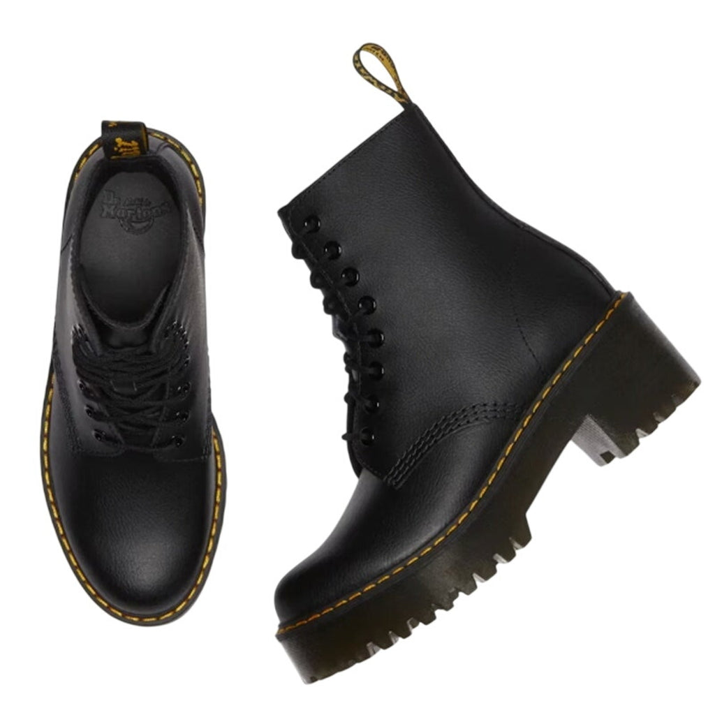 Dr. Martens Womens Sanguine Heeled Ankle Bootie EU 37 US 6 Black Leather NWOB