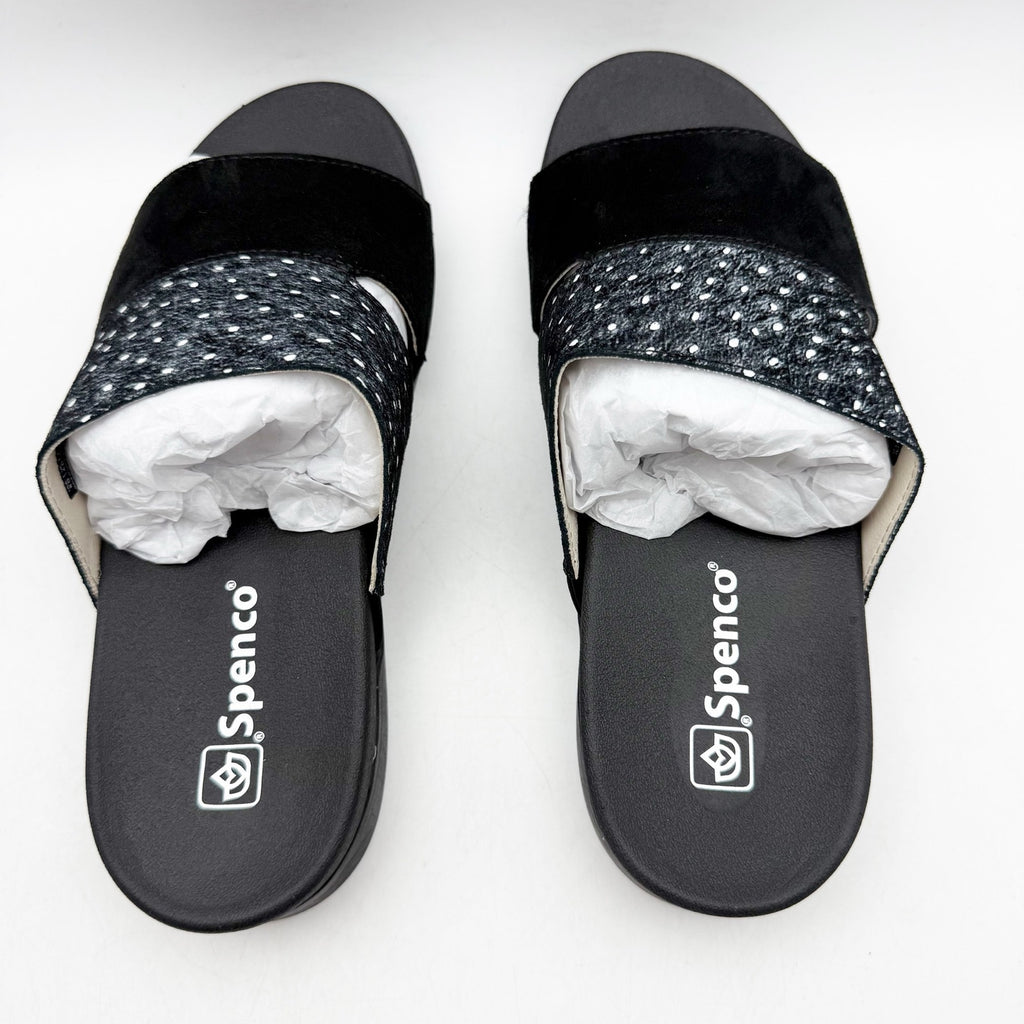 Spenco Womens Dawn Slide Sandals US 8 Wide EU 38.5 Black Suede NIB