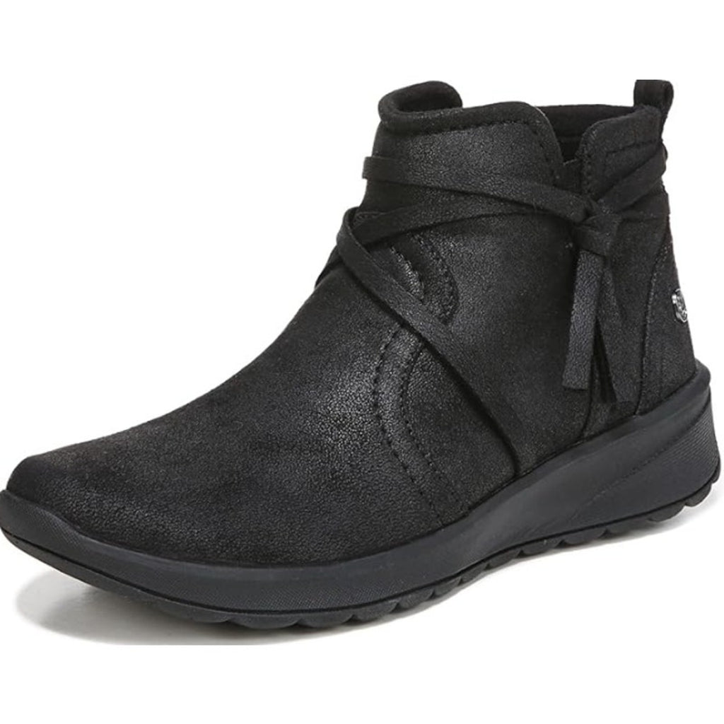 BZEES Womens Gusto Ankle Booties US 8 Wide EU 38.5 Black Fabric Wrap Tassel NIB