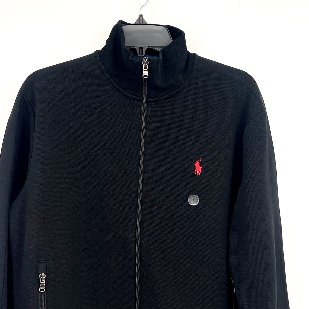 POLO RALPH LAUREN Men's Double-Knit Full Zip Track Jacket Small Polo Black NWT