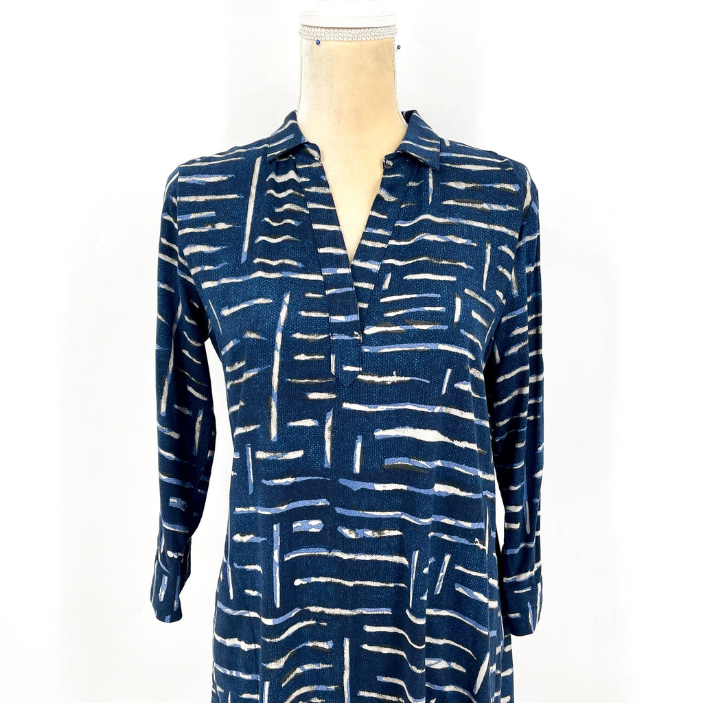 NIC + ZOE Women's Indigo Dash Live In Dress XS Blue Indigo Print A-line NWOT