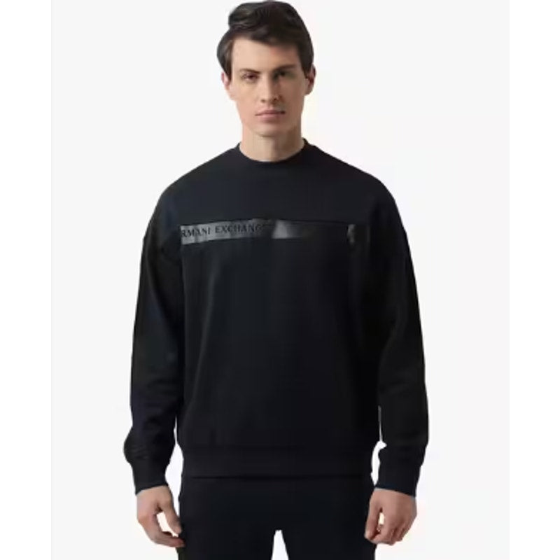 ARMANI EXCHANGE Men's Logo Band Sweatshirt Medium Dark Navy Blue Crewneck NWT