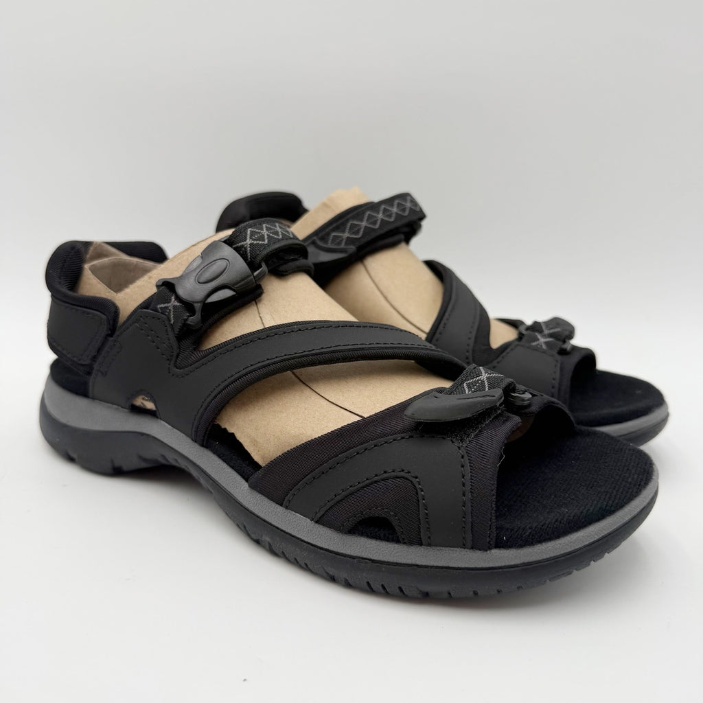 Naturalizer Womens Angeles III Sandals Size 8.5 M EU 38.5 Black Leather NIB