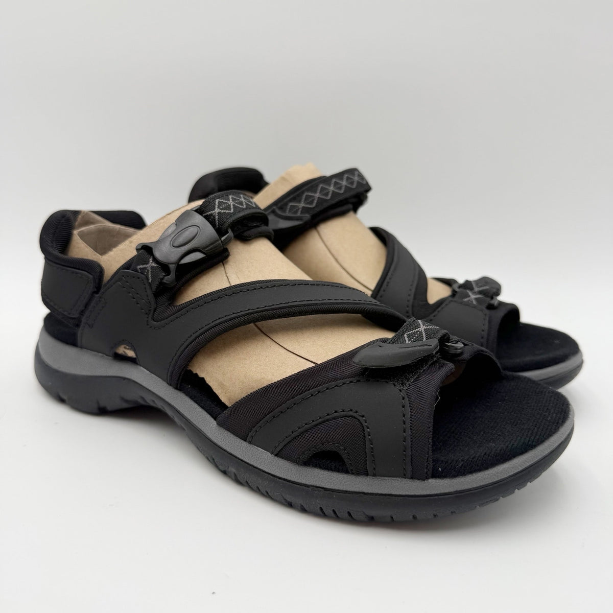 Naturalizer Womens Angeles III Sandals Size 8.5 M EU 38.5 Black Leather NIB
