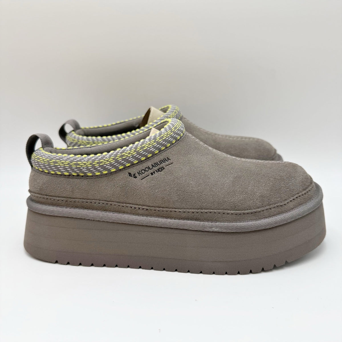 Koolaburra UGG Womens Burree Platform Slippers Size 6 Grey Cloud Suede NWOB