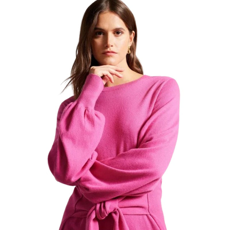 TED BAKER Essya Knit Midi Sweater Dress Small Size 1 Bright Pink Slouchy Tie NWT
