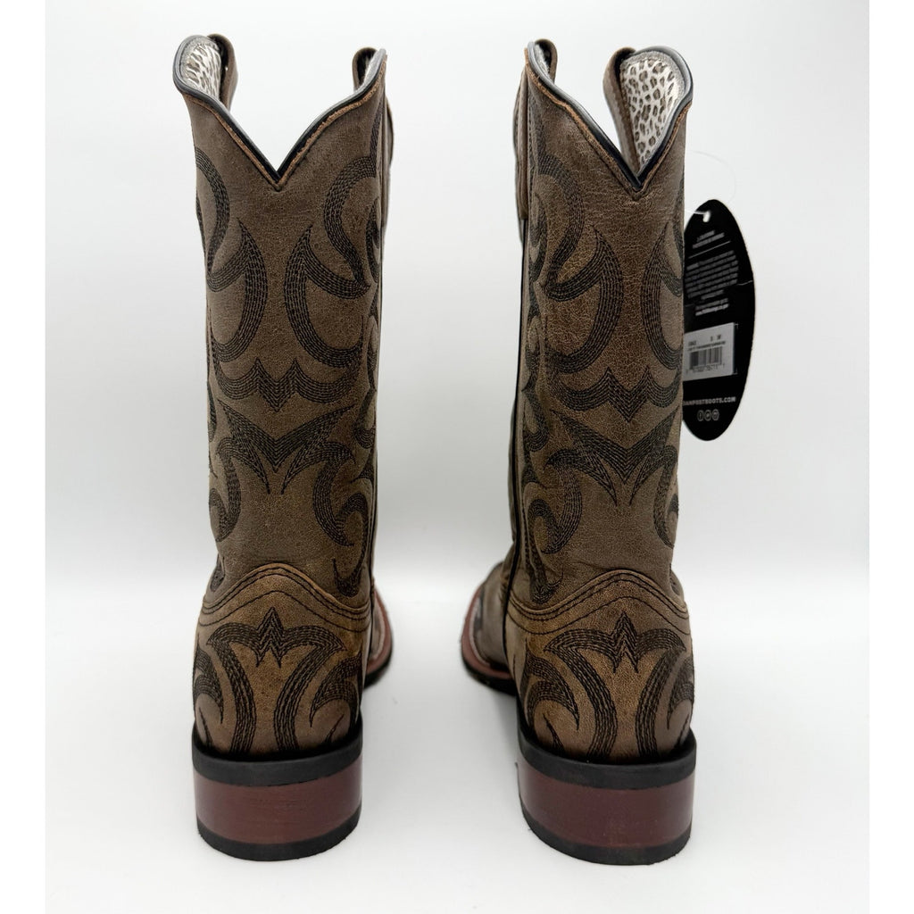 Laredo Women Sariah Cowboy Boot US 8 Wide Brown Leather Embroidered Mid Calf NIB