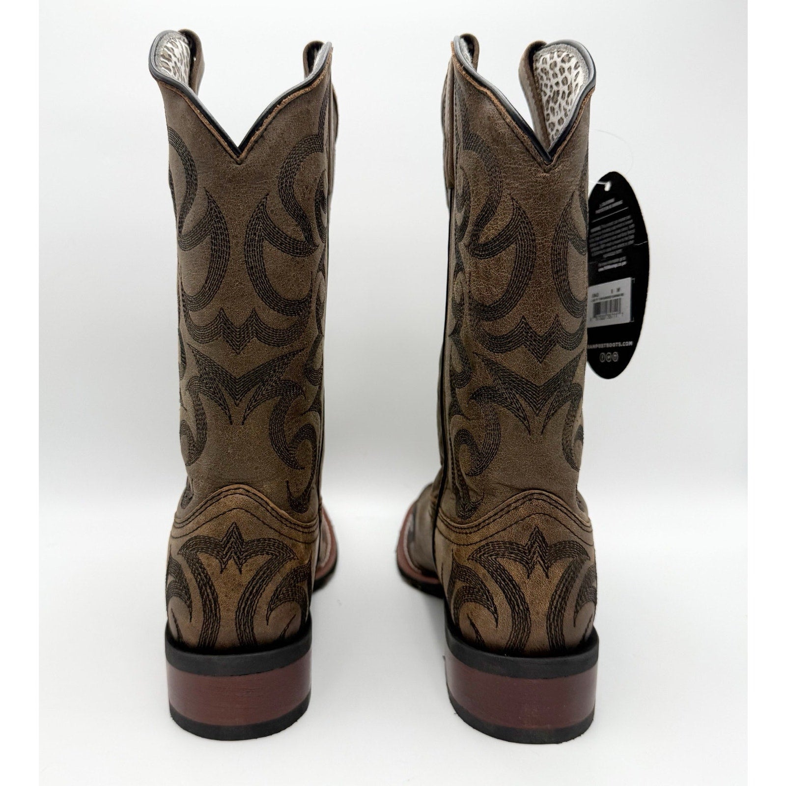 Laredo Women Sariah Cowboy Boot US 8 Wide Brown Leather Embroidered Mid Calf NIB