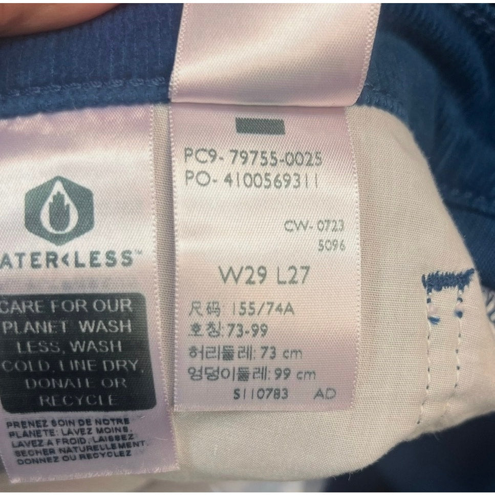 LEVI'S Ribcage Straight Ankle Corduroy Pants 29x27 US 8 Sea Blue 79755-0025 NWT