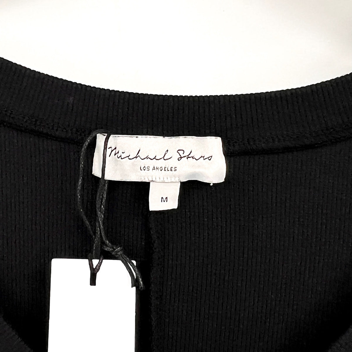 MICHAEL STARS Women's Tati V-Neck Power Shoulder Top Medium Black NWT