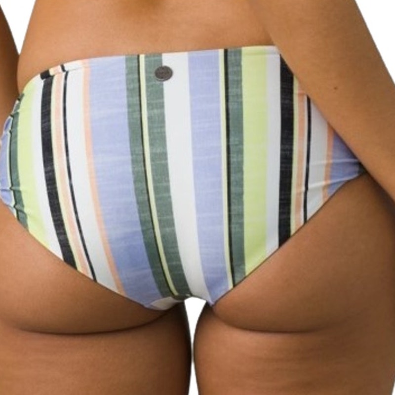 PRANA Women's Marta Bikini Bottom Large Blue Morning Glory Stripe Hipster NWT