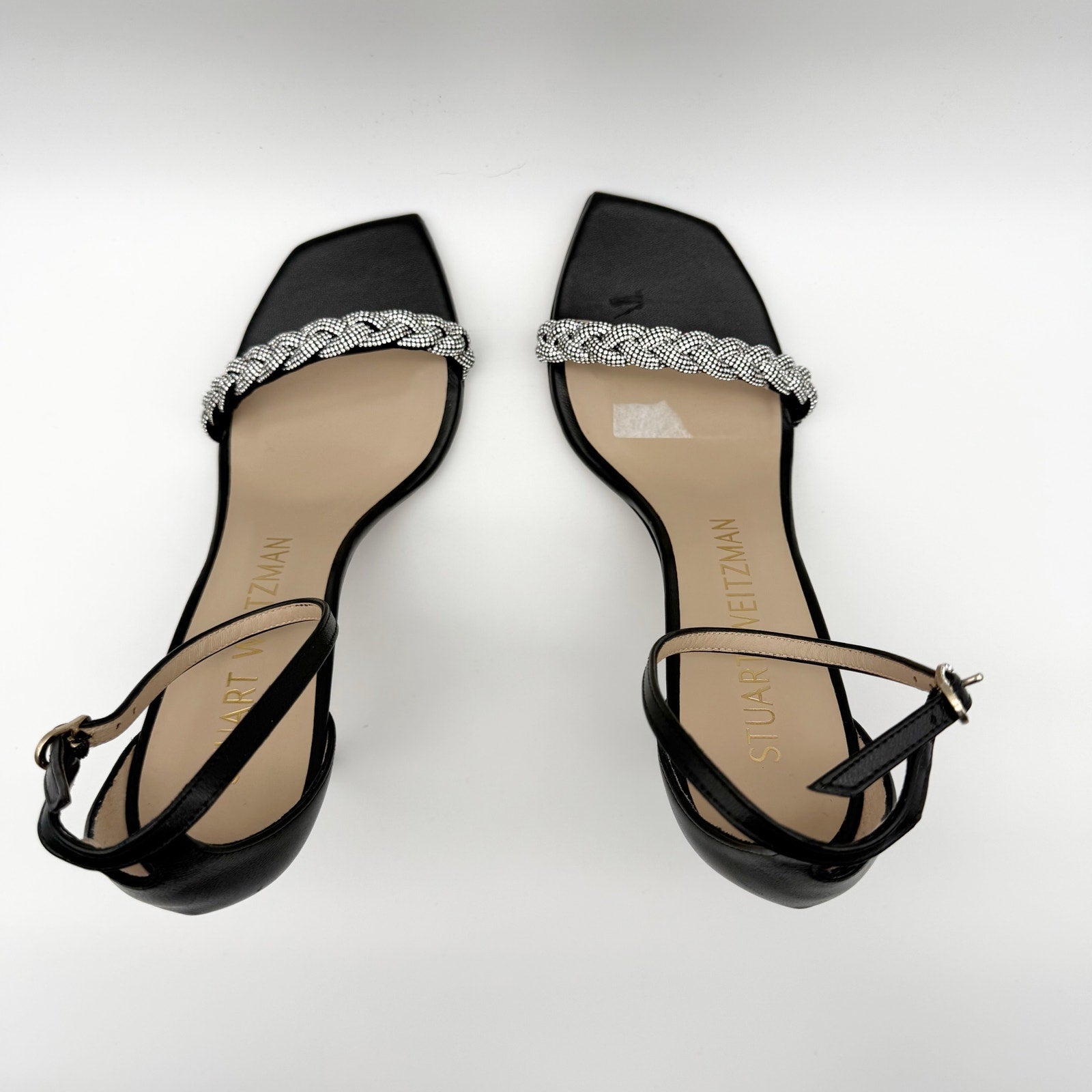 Stuart Weitzman Women Nudistcurve 100 Highshine Sandal US 9.5 Black Leather NWOB