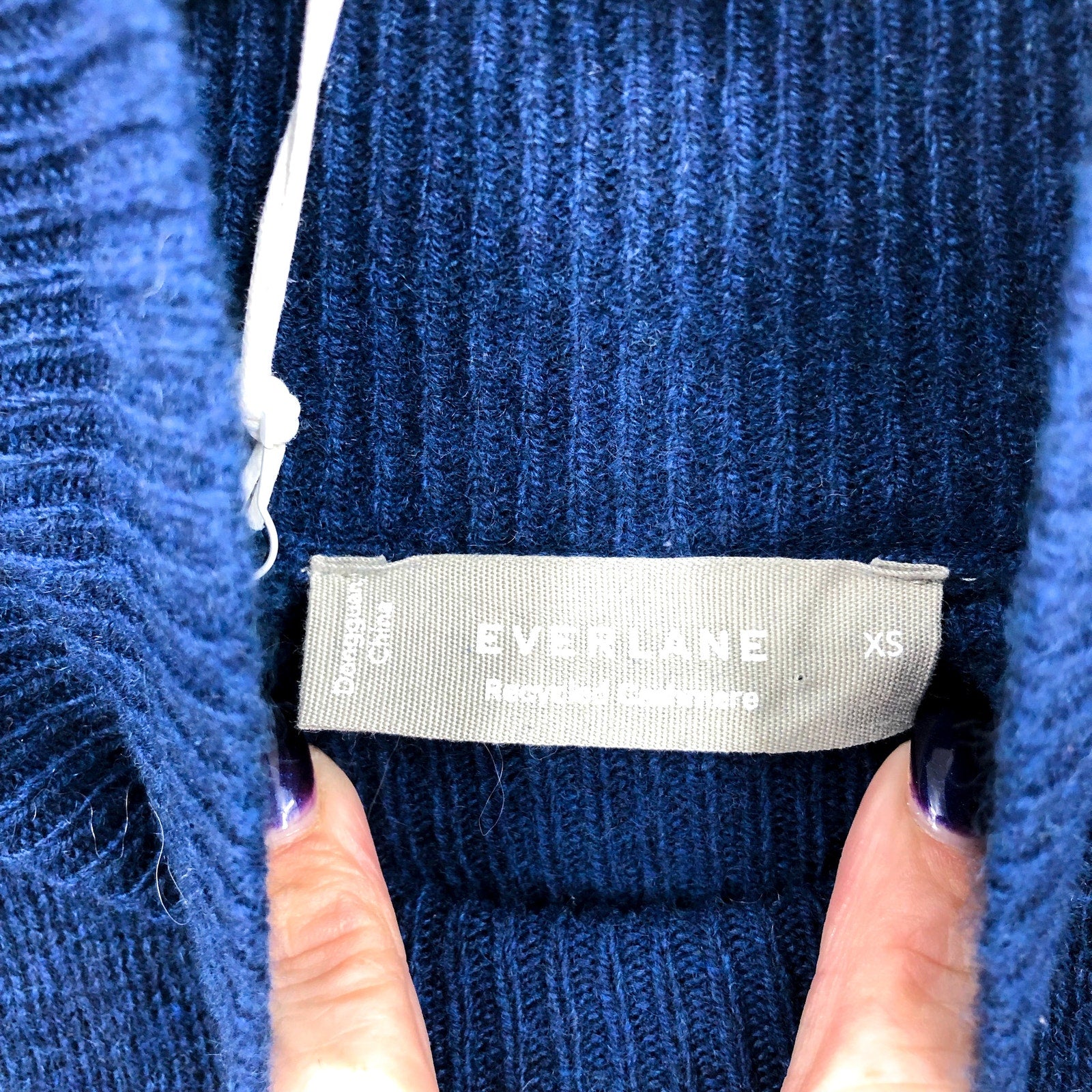 Everlane Womens The ReCashmere Oversized Turtleneck Sweater XS Navy Blue NWT