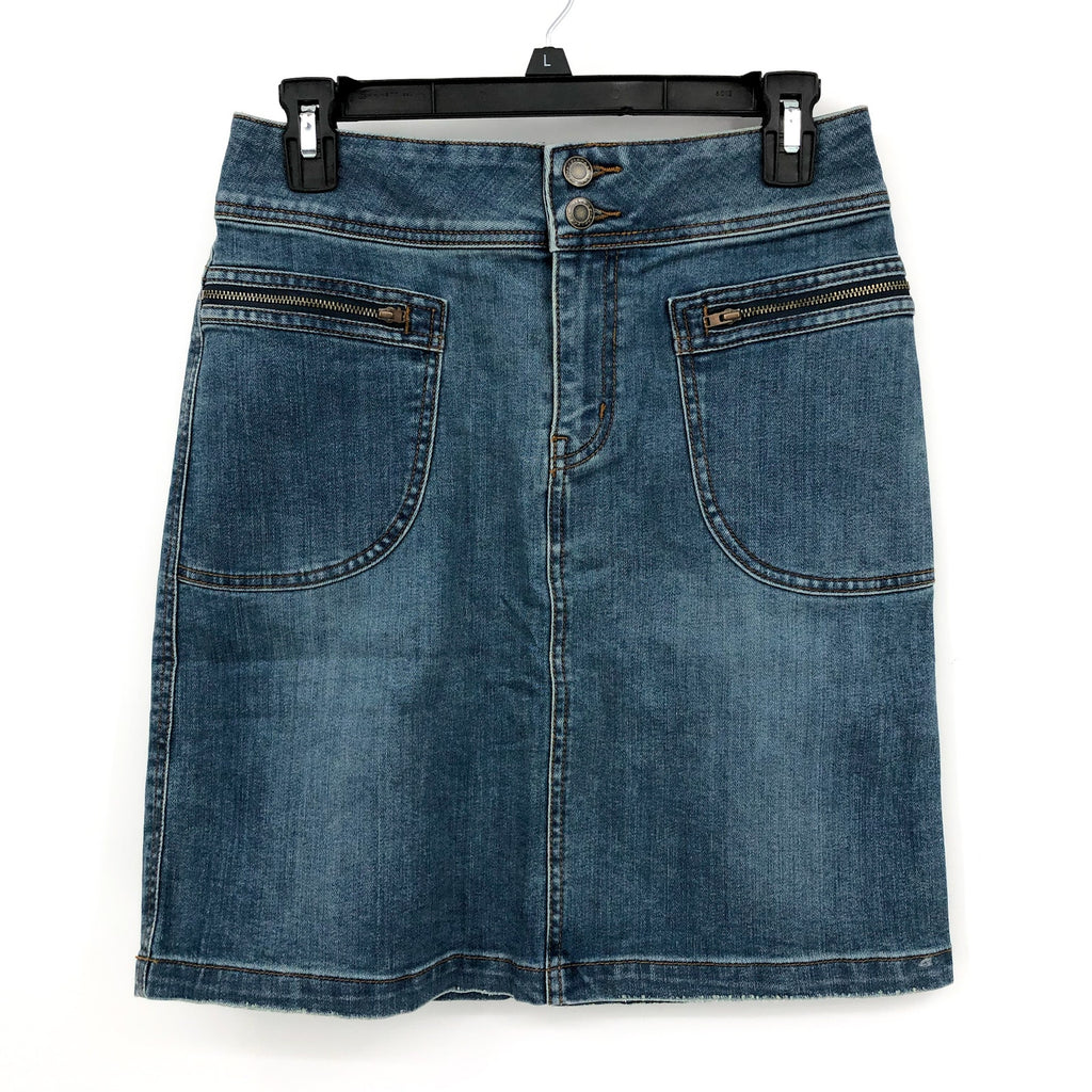 PRANA Women's Broadway Denim Pencil Skirt Size 2 True Blue Organic Cotton NWT