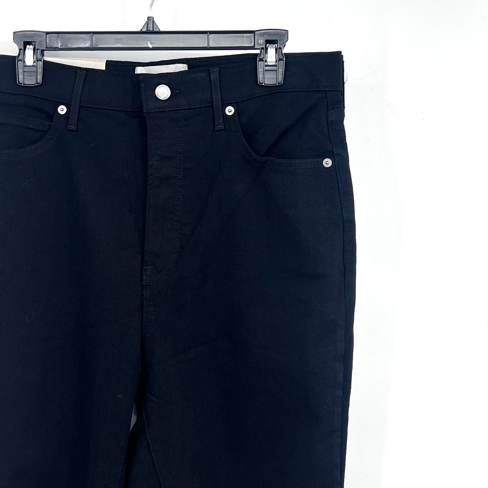 EVERLANE Womens Way-High Skinny Jeans 33x26 US 16 Crop Black Denim NWT