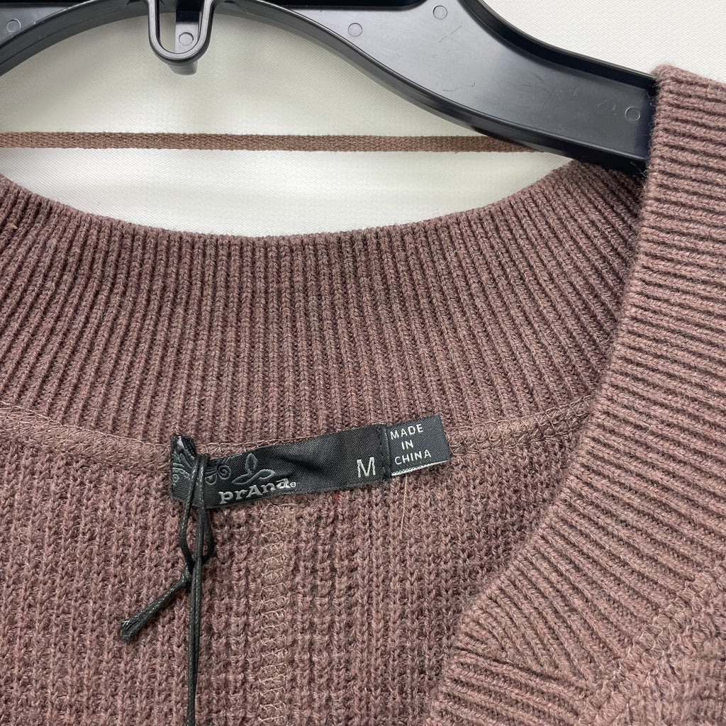 prAna Womens Milani Henley Dress Medium Clove Red Waffle Knit Thermal LS NWT