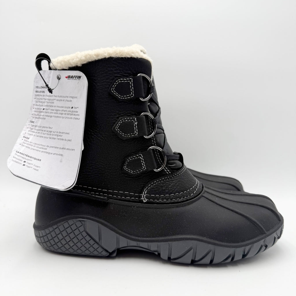 Baffin Womens Yellowknife Snow Boots Size 9 Black Leather Waterproof Winter NWT