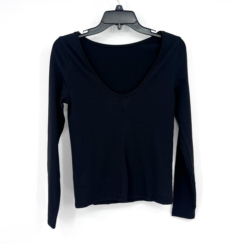 EVERLANE Women's The Supima® Form Scoop-Back Tee Small Black Long Sleeve NWT