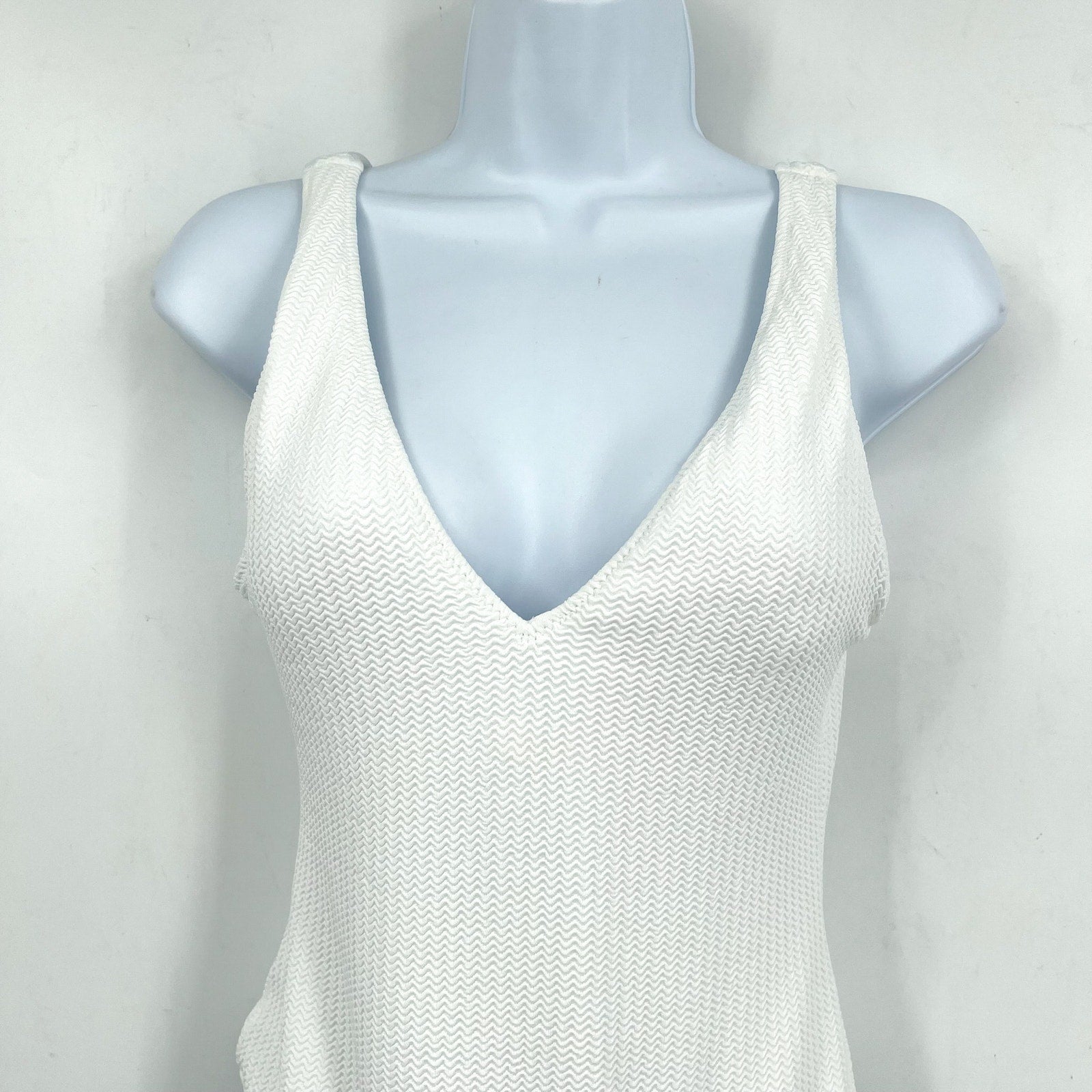 SEAFOLLY Womens Sea Dive Deep V Neck One Piece Swimsuit Size 8 White Stretch NWT
