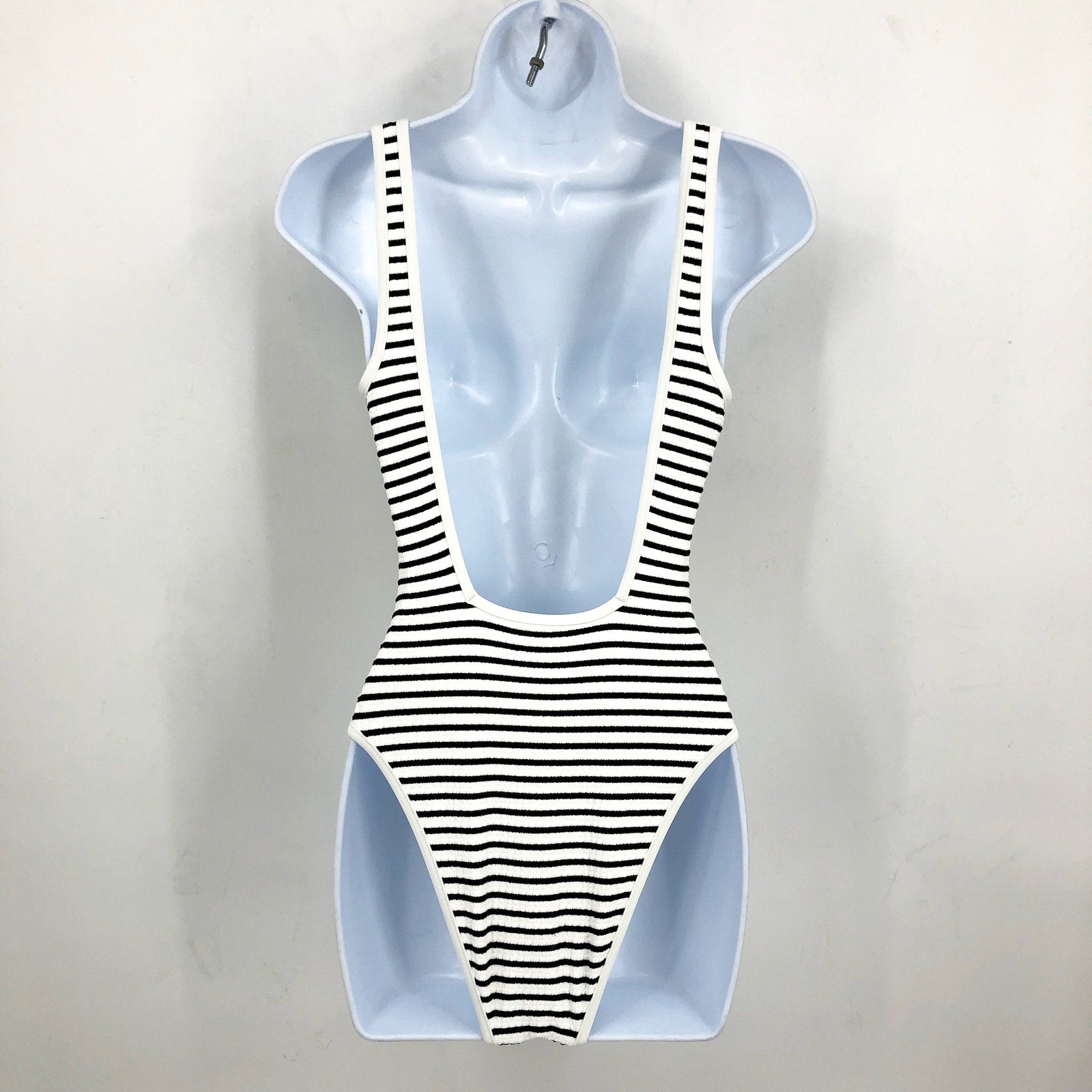 L*SPACE Coco Classic One-Piece Swimsuit XS Black White Sail Along Stripe NWT