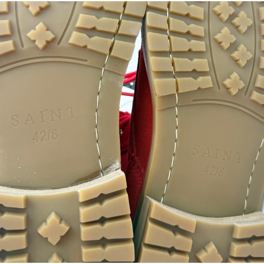 Saint Morta Mens Legion Ankle Combat Boots Size 8 EU 42 Red Gum Suede NIB