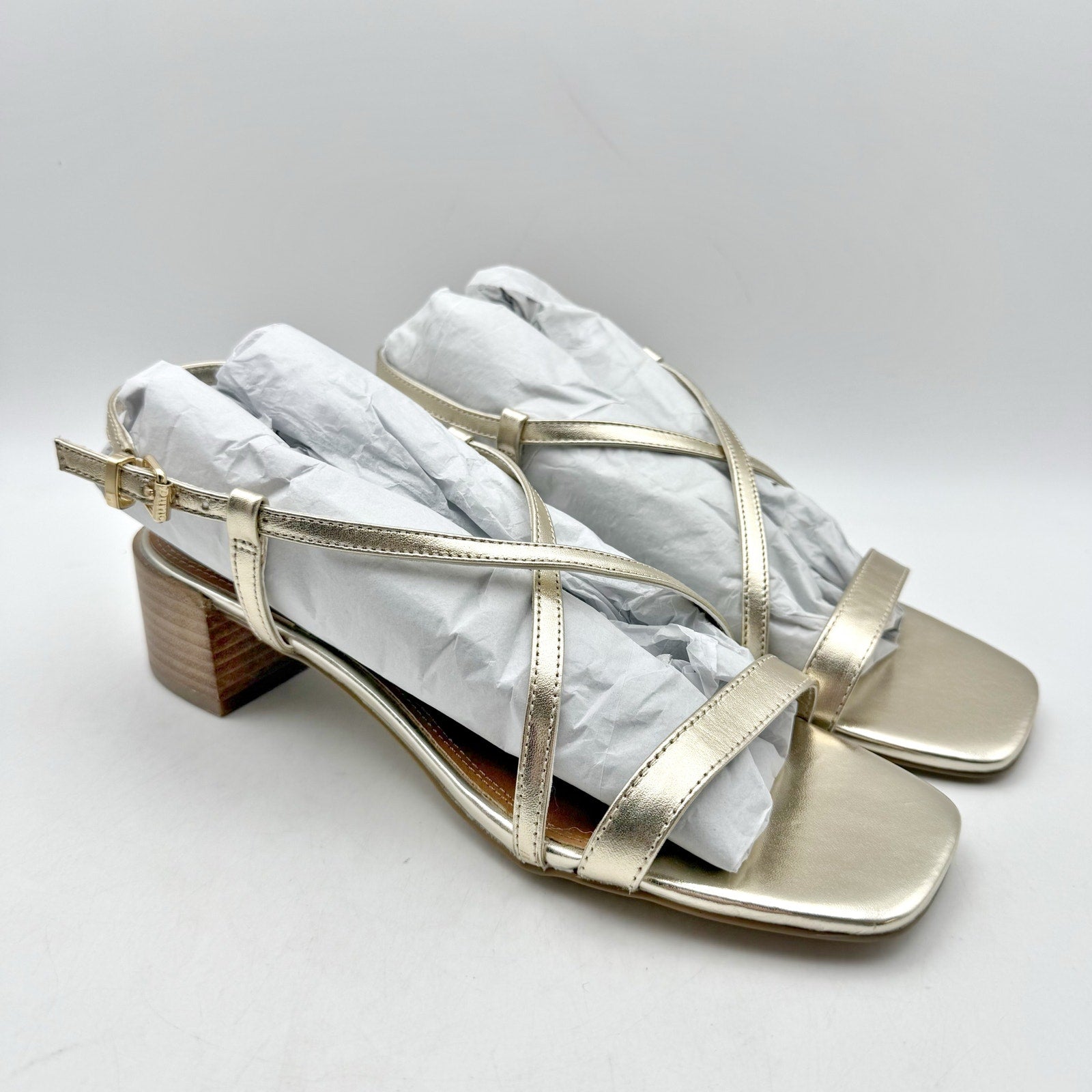 Dune London Womens Jaskell Heeled Sandals EU 38 US 8 Gold Leather NIB