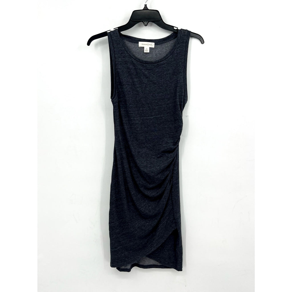 TREASURE & BOND Ruched Sleeveless Jersey Tank Dress XS Gray Blue NWOT