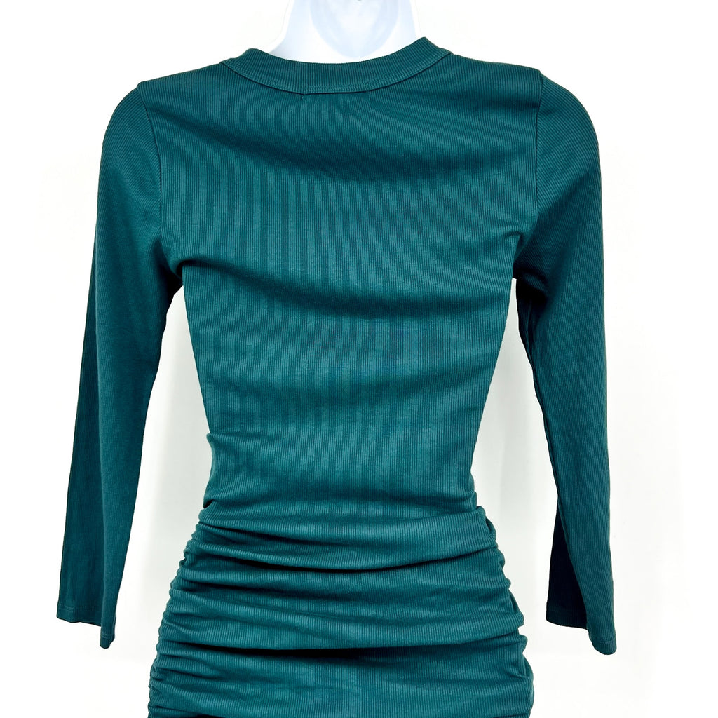 MICHAEL STARS  Women's Christina Ribbed Midi Dress XS Green Crew Neck NWT