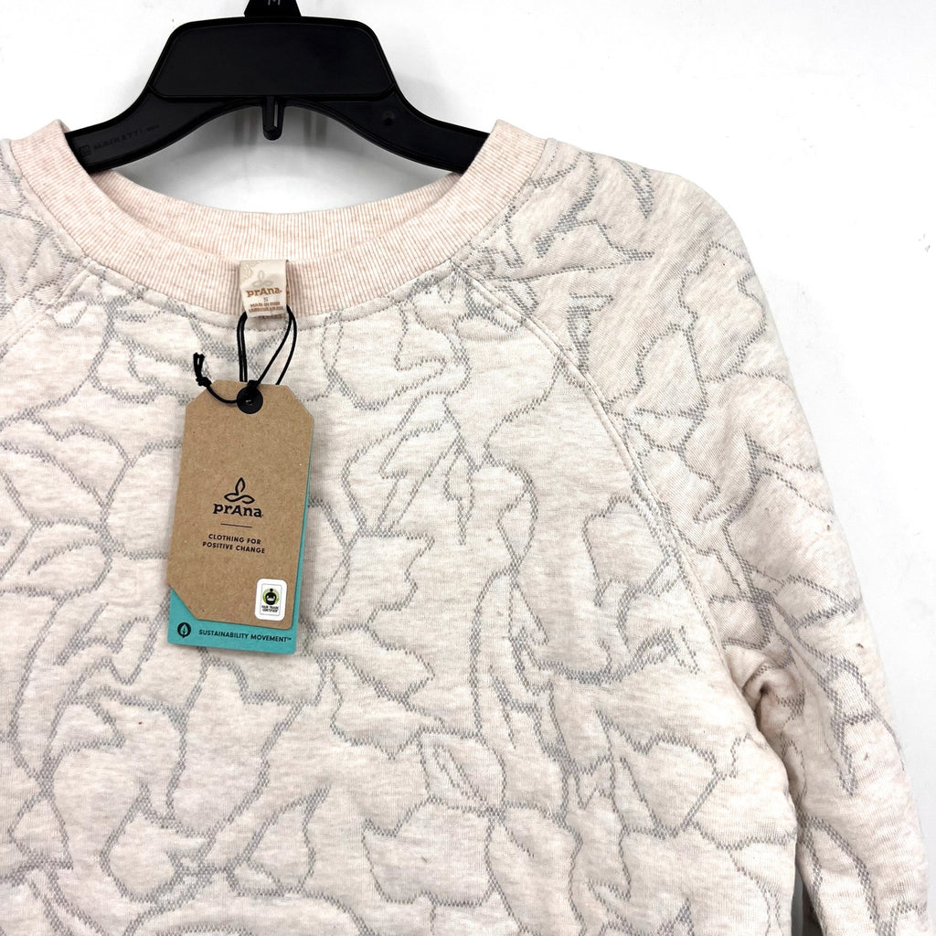 PRANA Women's Carin Pullover Sweatshirt Small Soft White Jacquard Knit NWT