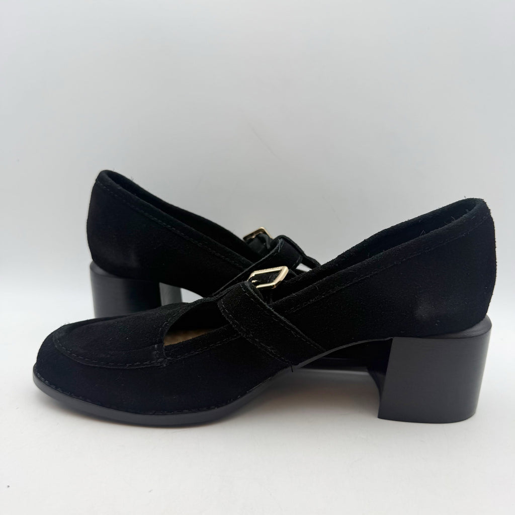 Kelsi Dagger Womens Caleb Mary Jane Heels Size 9 EU 39.5 Black Cow Suede NWOB
