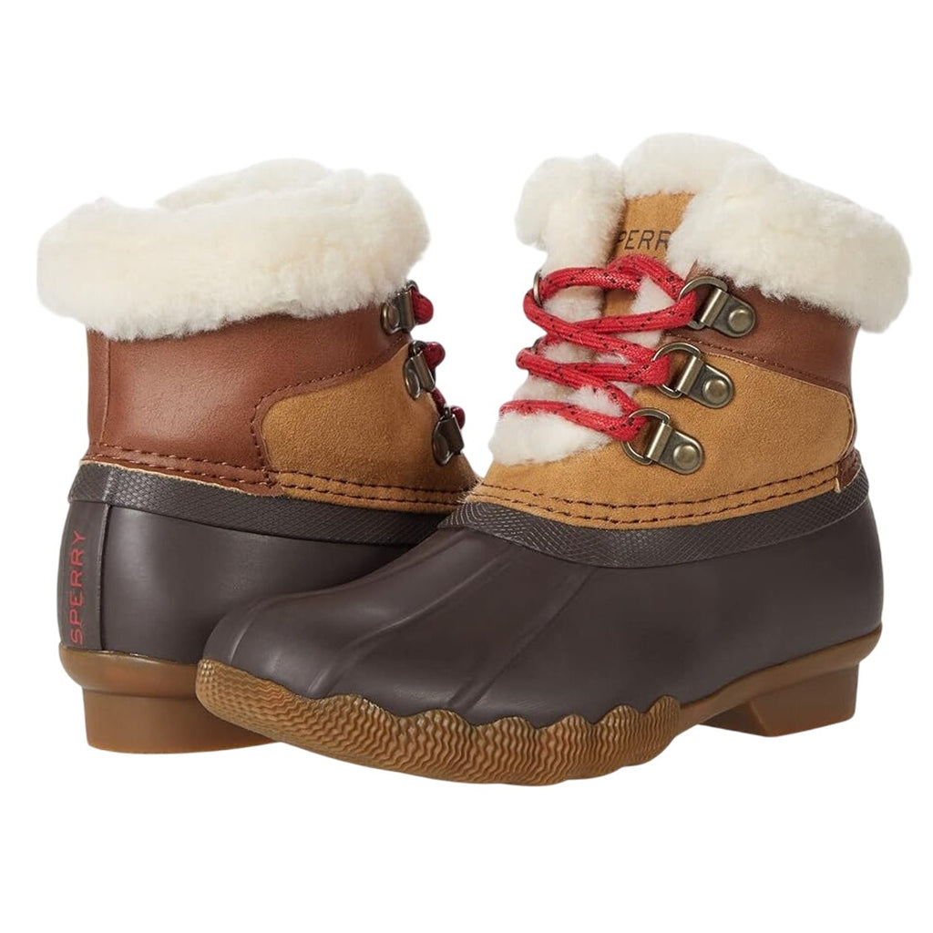 Sperry Kids Alpine Saltwater Winter Boots Size 5 Tan Red Water Resistant NWOB