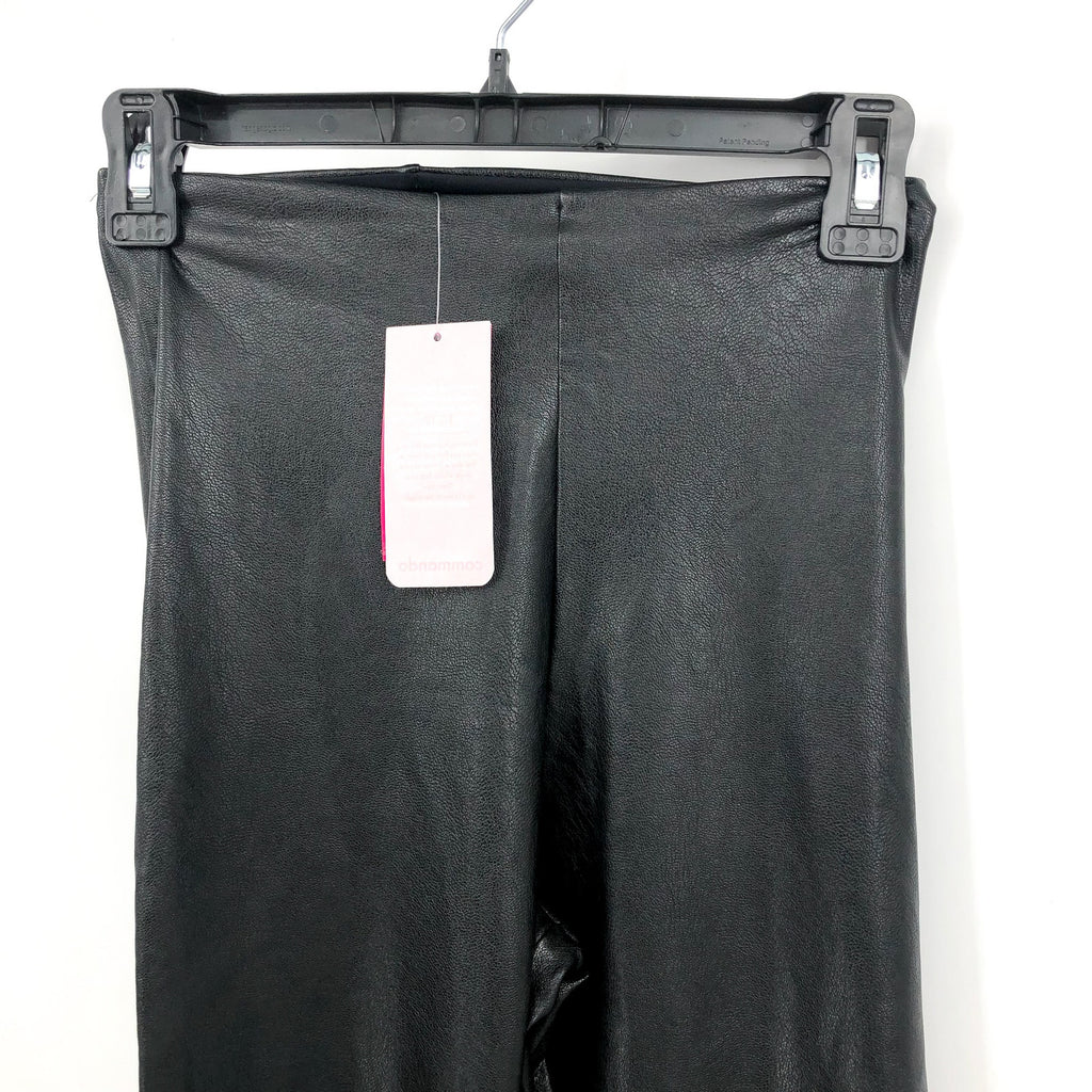 COMMANDO Women's Faux Leather Cropped Flare Leggings Medium Black Stretch NWT