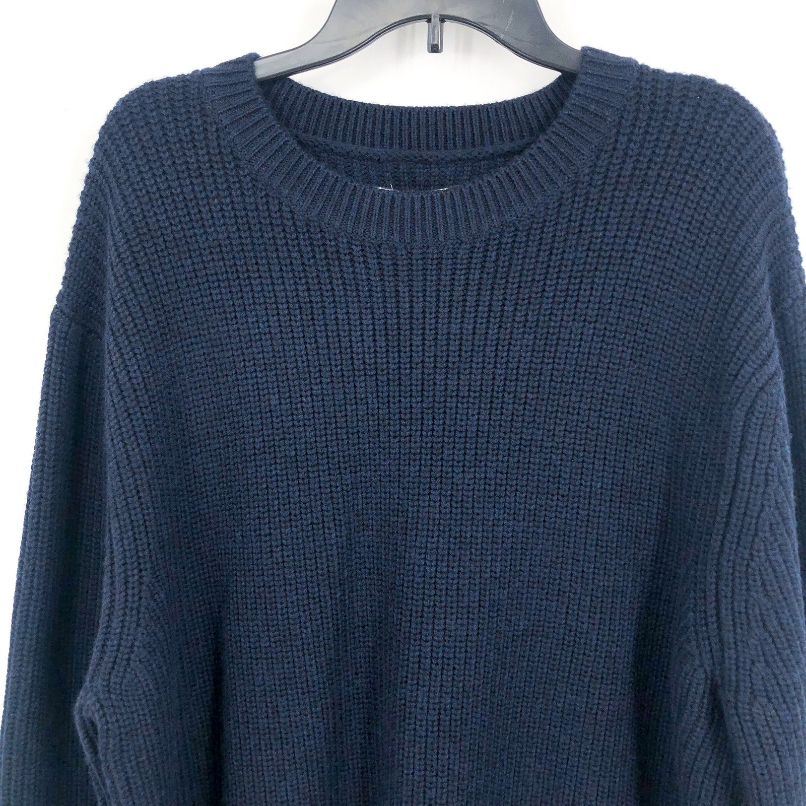 LABEL Men's Go-To Sweater Size XL Navy Blue Light Grey Crewneck Merino Wool NWT