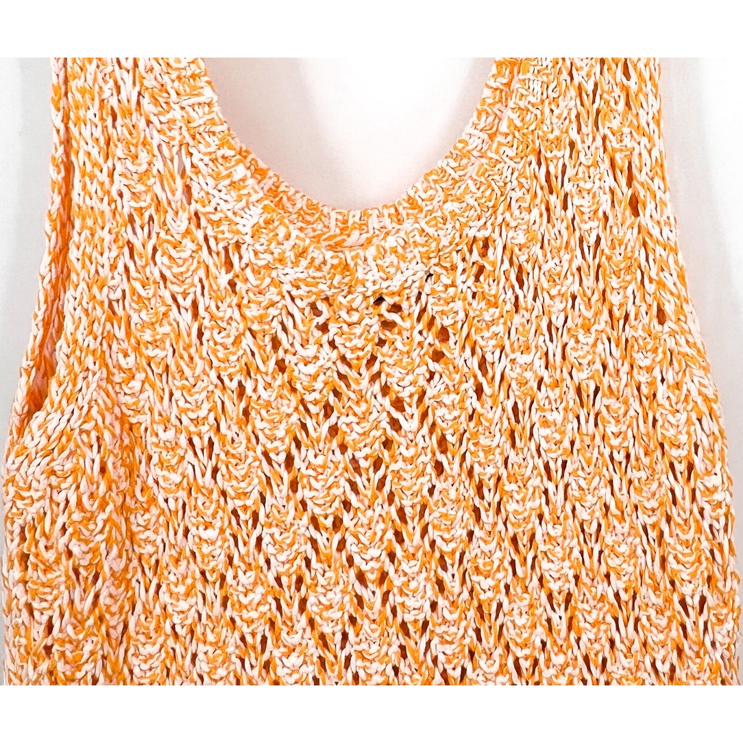 STINE GOYA Women's Knitted Esme Tank Dress Large Orange White Sleeveless NWOT