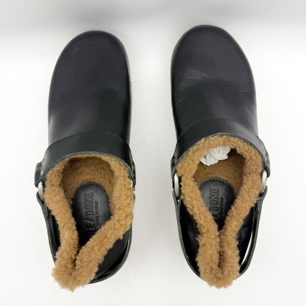 RE/DONE Womens 70s Slingback Clogs EU 40 US 10 Black Leather Studded NWOB